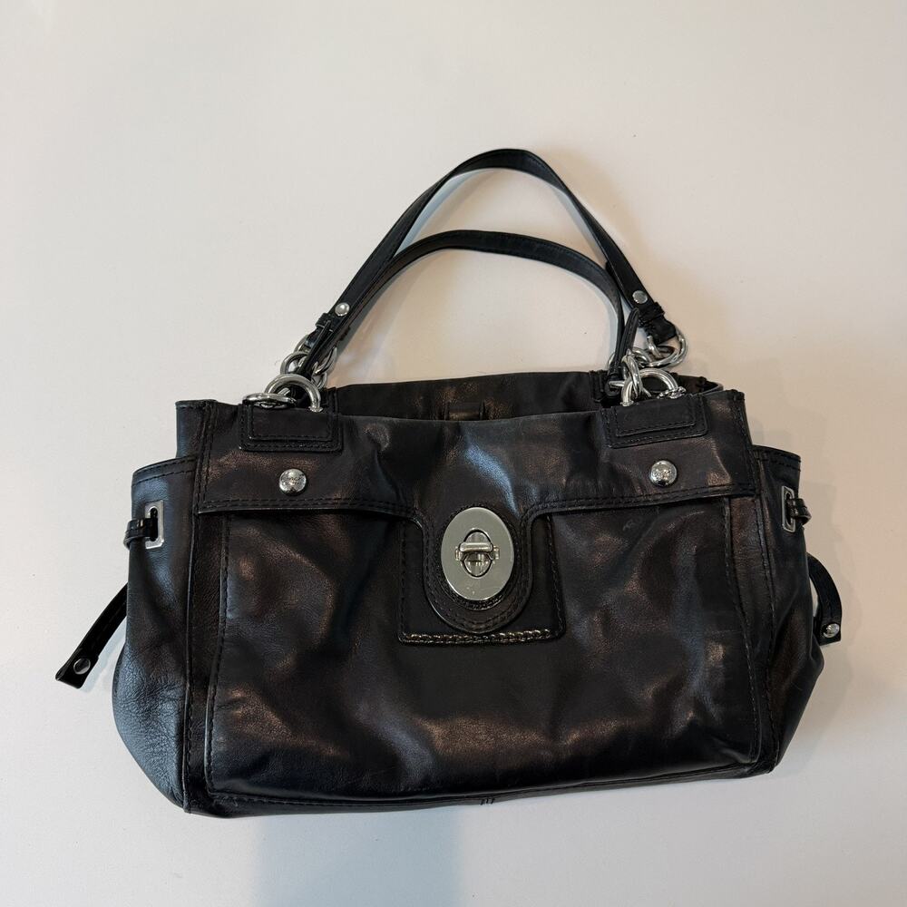 Black Leather Tote Handbag - Classic Women's Shoulder Bag